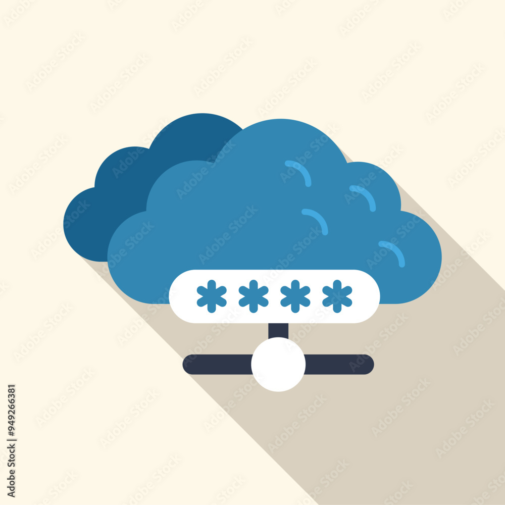 Poster cloud computing icon is showing a password protected network, displaying the concept of secure data 