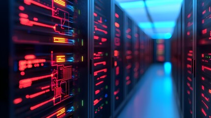 Naklejka premium Server Room Data Center Technology Network