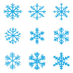 Christmas snowflakes collection isolated vector on white background