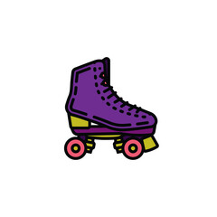 Original vector illustration. A contour icon. Vintage roller skates.