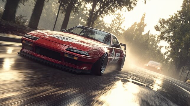 Car tuning for the perfect drift in touge racing.