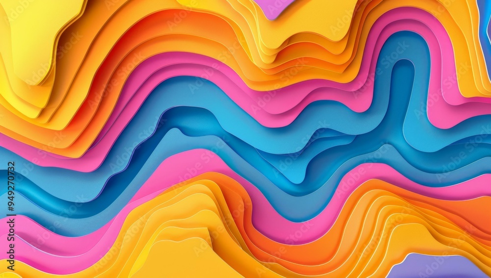 Wall mural a colorful abstract background with waves of different colors. ai.