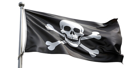 pirate flag on a white background, jolly roger flag