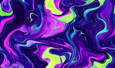 Obraz premium a swirling marbled pattern using deep purple, neon green, electric blue, and magenta colors, Generative AI