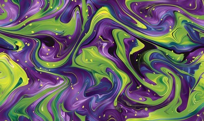 Obraz premium a swirling marbled pattern using deep purple, neon green, electric blue, and magenta colors, Generative AI