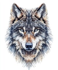 Fototapeta premium A detailed illustration of a wolf's head showcasing its striking features and fur texture.