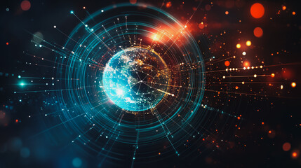 Obraz premium background Innovation network points Earth's surface wave background Abstract digital wave background information technology background The background is the background. gradient wave digital wave ban