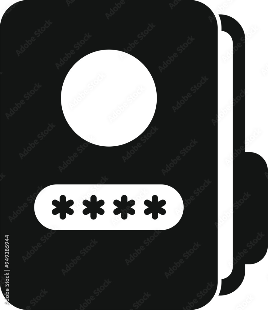Poster black folder with password icon in simple style isolated on white background