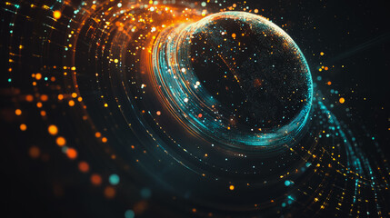 Fototapeta premium background Innovation network points Earth's surface wave background Abstract digital wave background information technology background The background is the background. gradient wave digital wave ban