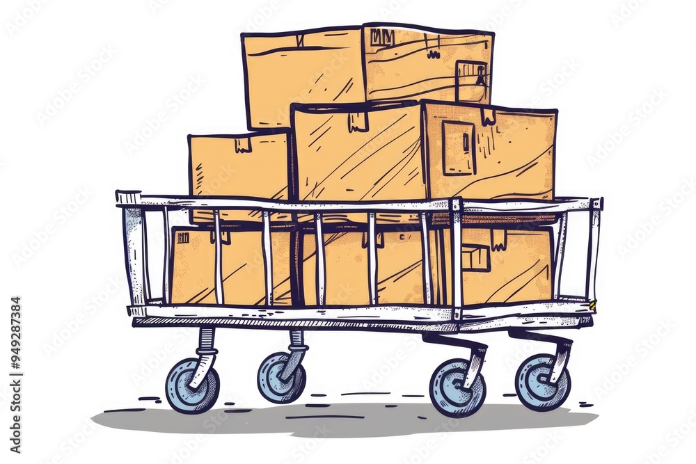 Poster A cart filled with stacked storage containers