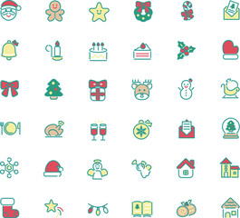 クリスマス　アイコン　ピクトグラム　あしらい　飾り　絵文字　シンプル　かわいい　イラスト素材セット