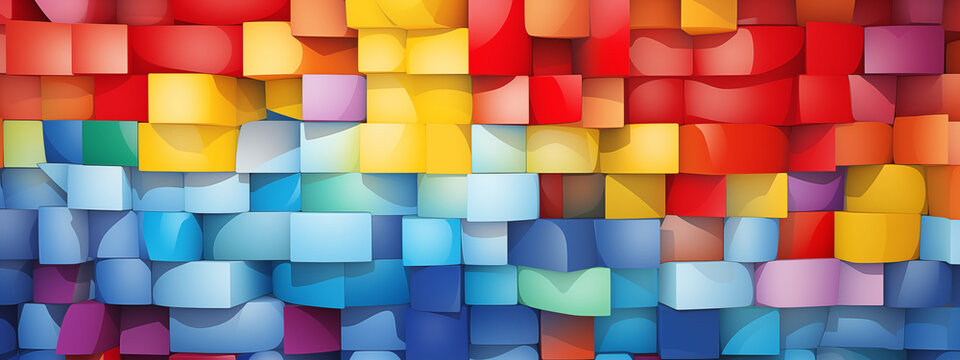 Vibrant Color Block 3D Illusion Art With Gradient Cubes