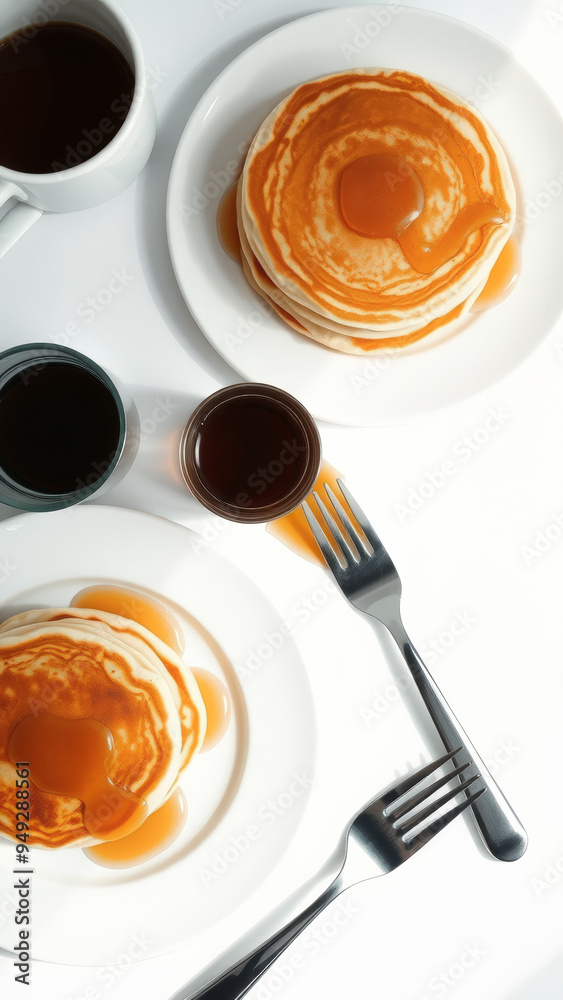 Canvas Prints Pancakes with Syrup and Coffee