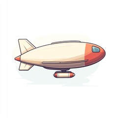 Cartoon Illustration of a White and Red Blimp