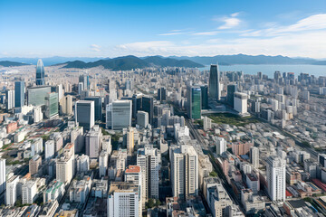 Obraz premium Bird's Eye View of Metropolitan Cityscape: A Symphony of High Rise Structures