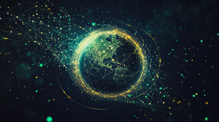 background Innovation network points Earth's surface wave background Abstract digital wave background information technology background The background is the background. gradient wave digital wave ban