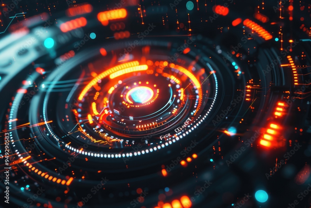 Poster A futuristic-looking machine concept with metallic and technological elements
