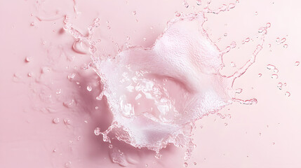 Top view water splash, water wave on pink background, commercial photography, studio photo for products, studio wallpaper material.