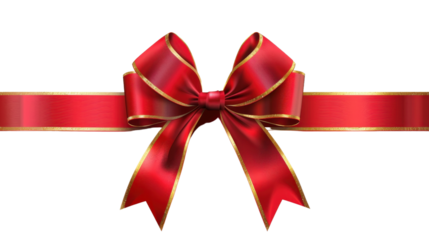 Red gold ribbon and bow isolated on white background