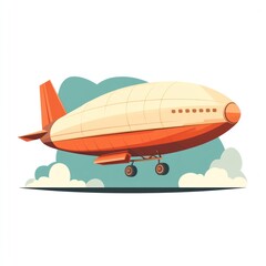 Cartoon Illustration of an Airplane Flying Over Clouds