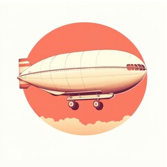 Fototapeta premium Illustration of a White Airship Flying in the Sky