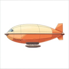 Orange and Yellow Cartoon Airship Illustration
