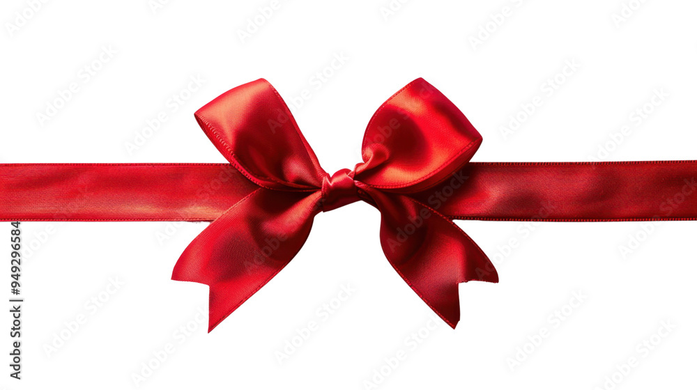 Wall mural Red ribbon and bow isolated on white background