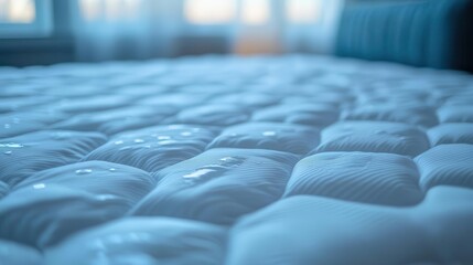 Mattress protector with waterproofing, stretched over a mattress, practical style, soft lighting, close-up, high detail