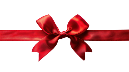 Red ribbon and bow isolated on white background