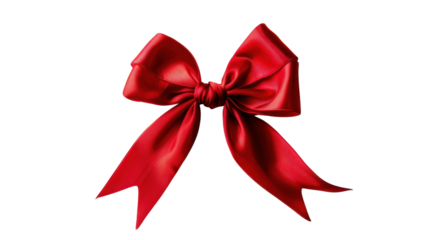 Red ribbon and bow isolated on white background