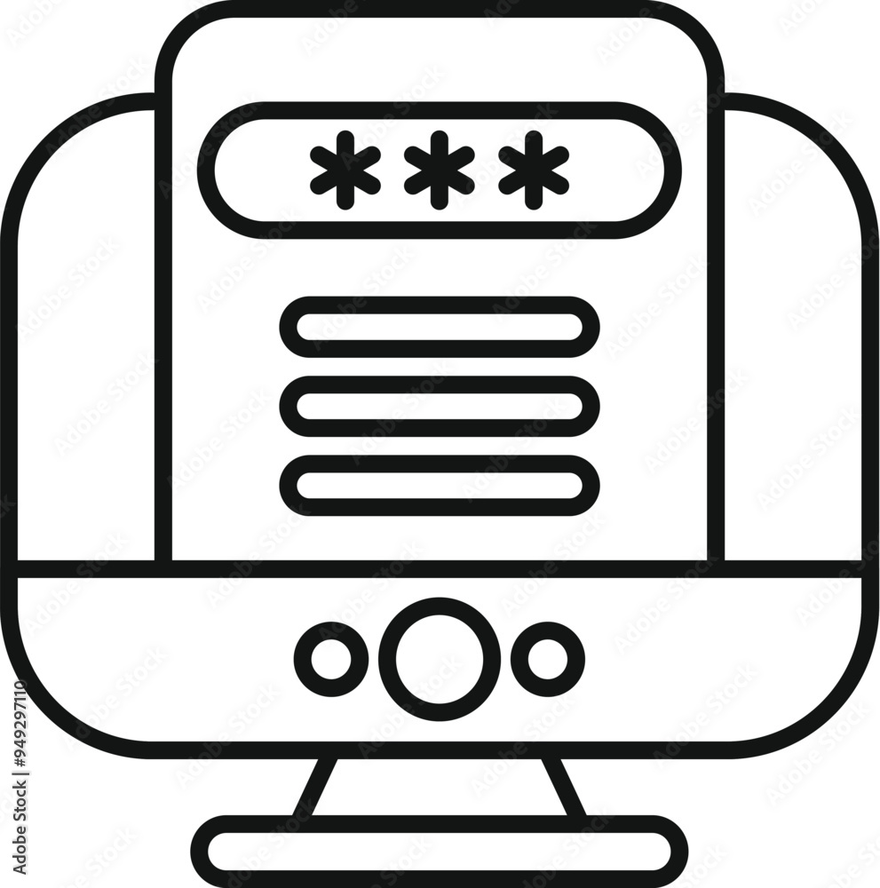 Poster desktop computer is displaying a login screen that is password protected for privacy and security