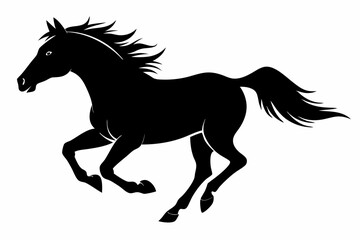 silhouette of running horse, horse silhouette vector