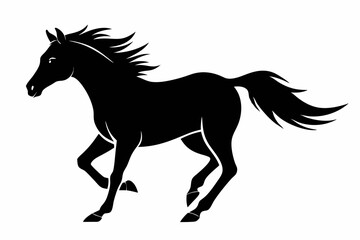 silhouette of running horse, horse silhouette vector