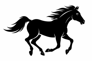 silhouette of running horse, horse silhouette vector