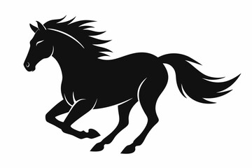silhouette of running horse, horse silhouette vector