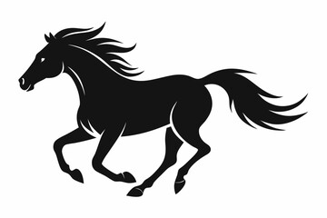 silhouette of running horse, horse silhouette vector