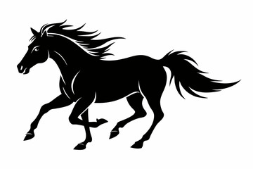 silhouette of running horse, horse silhouette vector