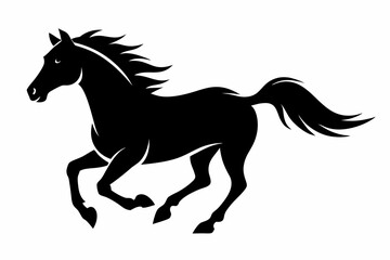 silhouette of running horse, horse silhouette vector
