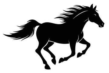 silhouette of running horse, horse silhouette vector