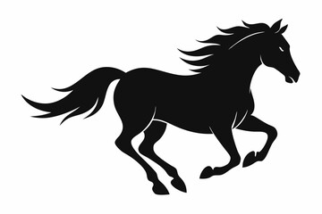 silhouette of running horse, horse silhouette vector