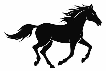 silhouette of running horse, horse silhouette vector