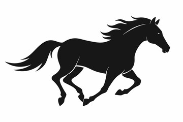 silhouette of running horse, horse silhouette vector