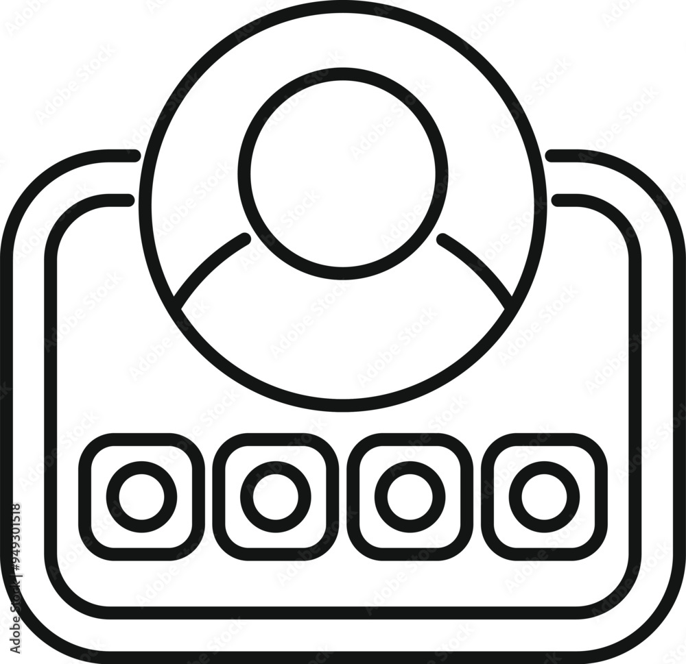 Poster simple icon representing an online voting system with a user account choosing an option