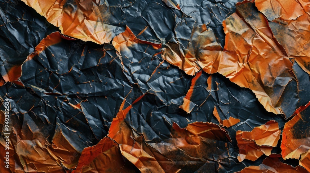 Poster close-up view of crumpled paper with wrinkles and creases