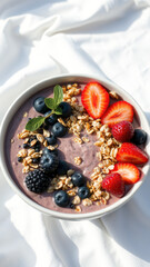 Healthy Smoothie Bowl with Fresh Fruit and Granola