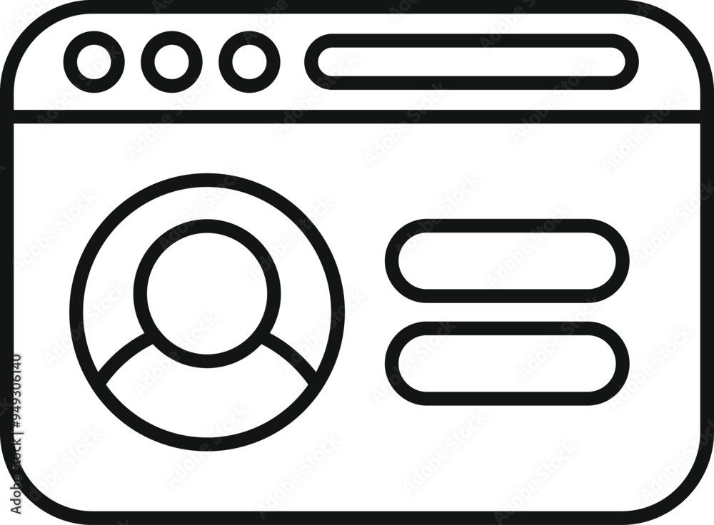 Poster simple vector showing a website displaying a customer profile information page