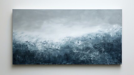 Abstract painting in blue and white.