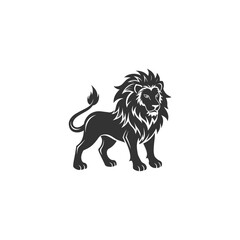 a black and white image of a lion with a lion on it
