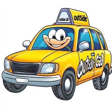 recommend clip art: Smiling Yellow Car Illustration Cartoon Style