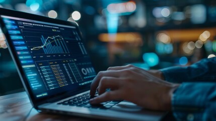 Digital Advertising Analytics and Video ADS Campaigns. Person using laptop analyzing digital ad performance metrics and campaign data. Digital marketing online, Content creation, Customer engagement